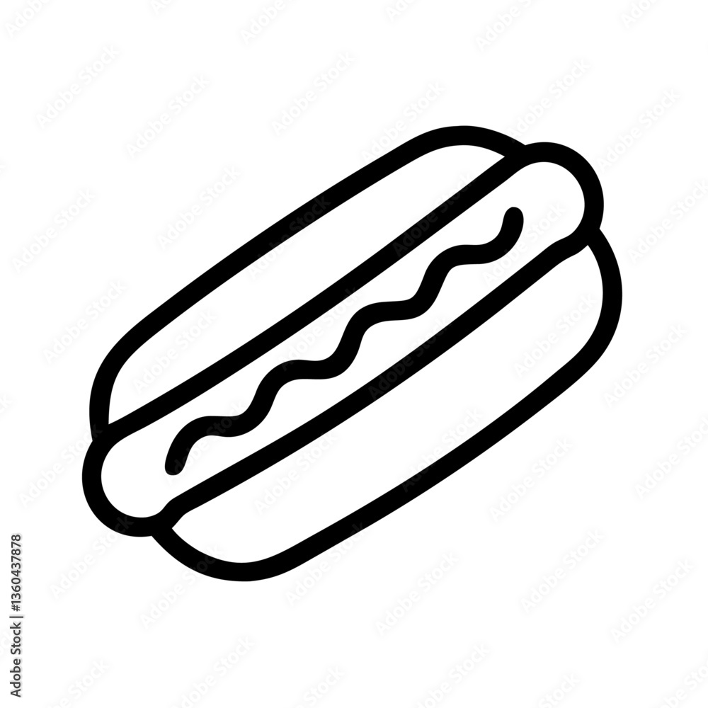 Clean Thin Line Hot Dog Icon with Sausage Inside Perfect for Food and Fast Food Designs Clean Thin Line Hot Dog Icon with Sausage Inside Perfect for Food and Fast Food Designs