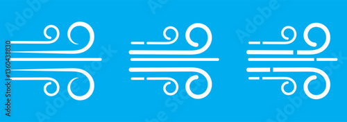 Black single air line icon, simple motion wind weather flat design vector pictogram, infographic vector for app logo web website button banner ui ux interface elements isolated on white background