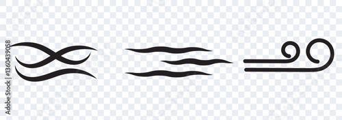 Blowing wind line icon. Windy weather symbol. Windy blow outline collection.