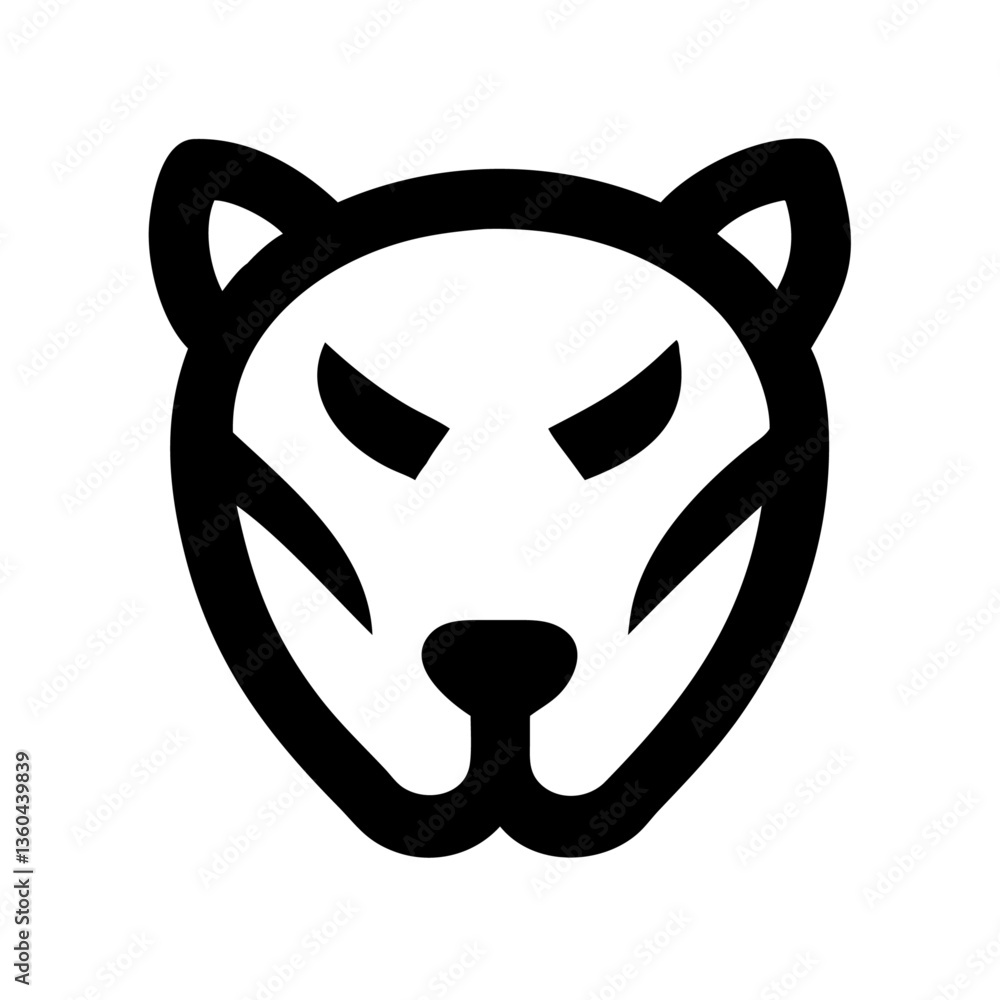 Minimalist Tiger Head Outline Frontal View with Sharp Features Silhouette Vector Design Minimalist Tiger Head Outline Frontal View with Sharp Features Silhouette Vector Design