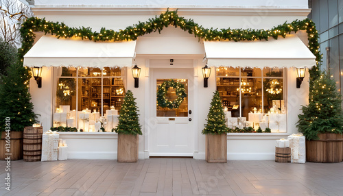 Festive Shopfront Decorated for Christmas