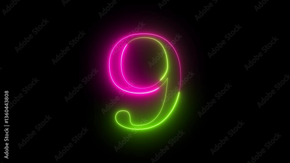 9 Neon numbers nine glowing on an alpha channel background .Neon number 9.neon numbers 9 Neon numbers nine glowing on an alpha channel background .Neon number 9.neon numbers