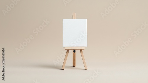 Small canvas easel on beige background