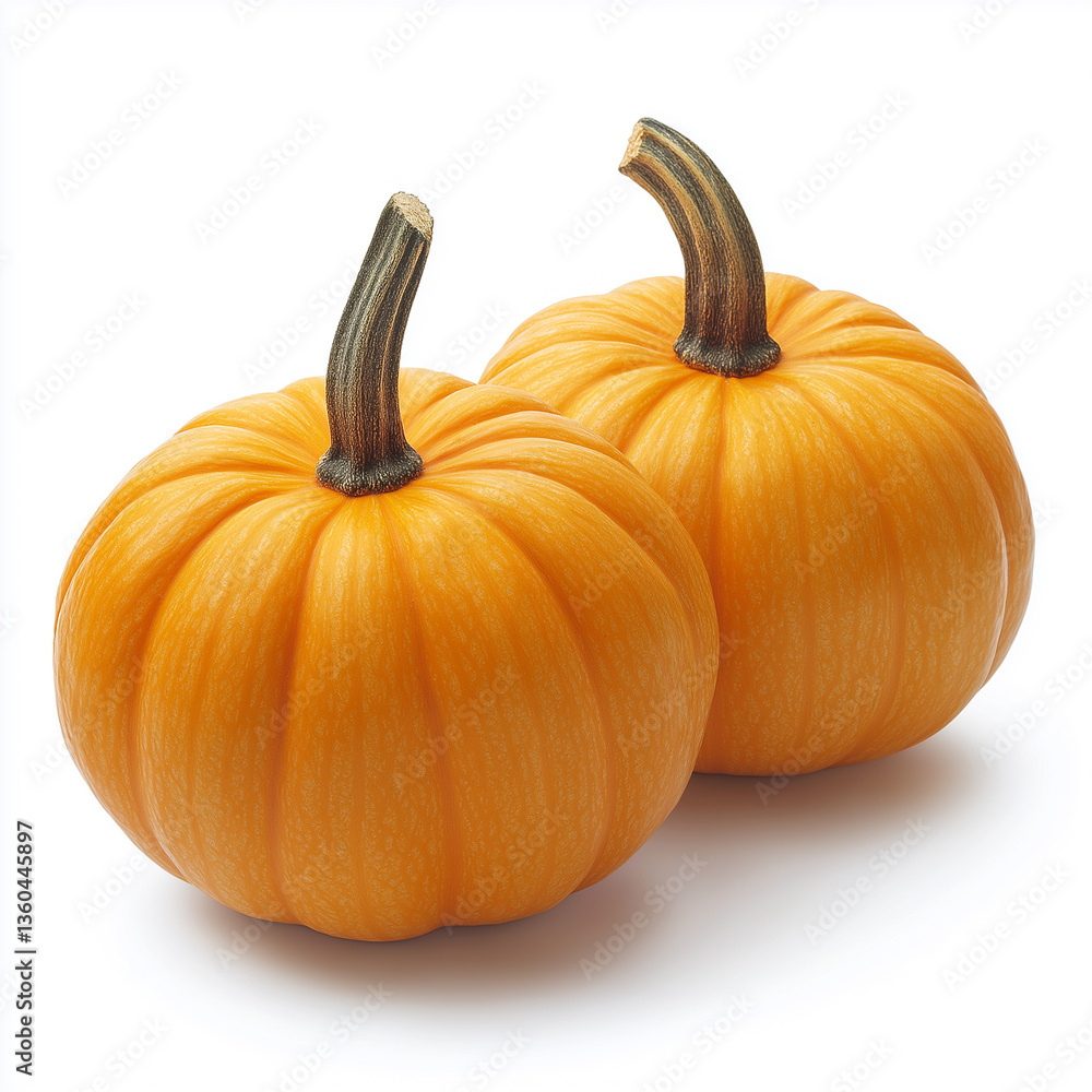 Obraz premium two fresh orange pumpkins, Isolated on white Background.