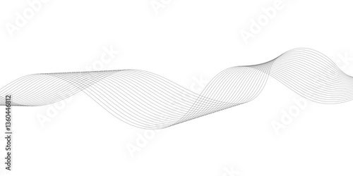 abstract fractal background, Abstract Black smooth wave on a white background. Dynamic sound wave. Design element. Vector illustration.