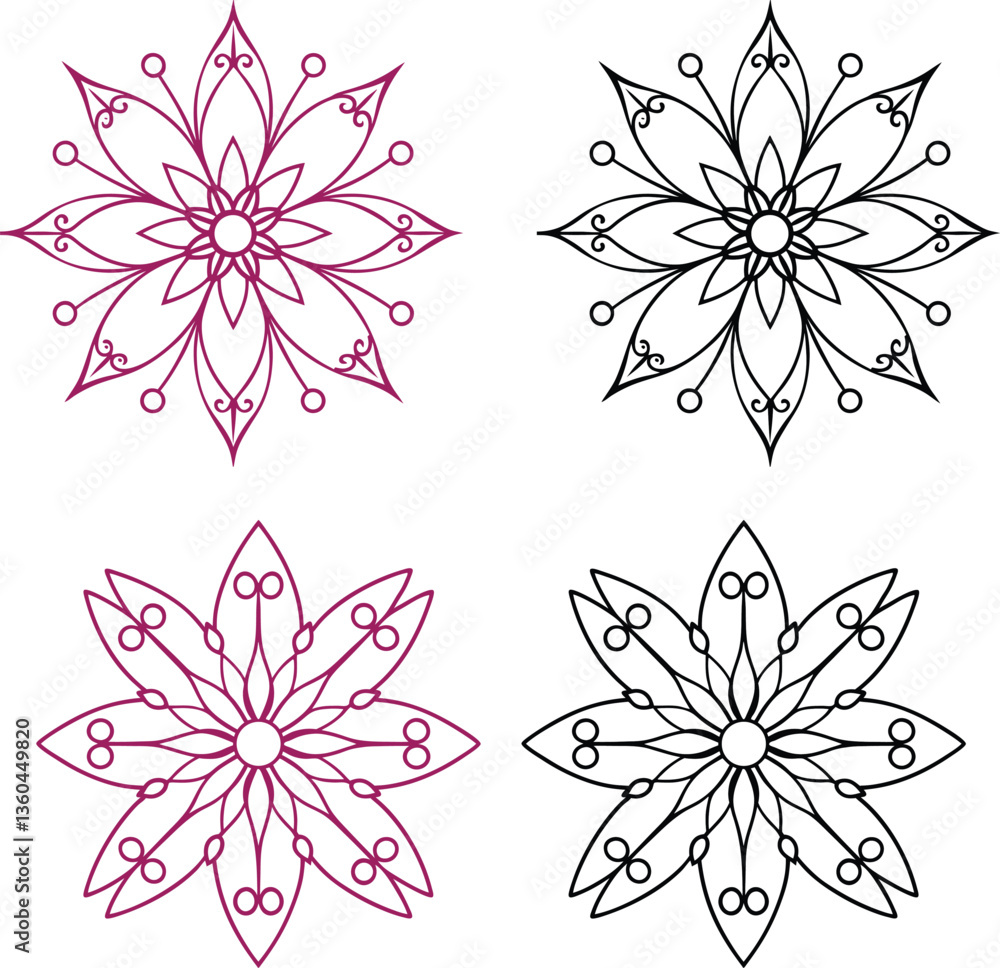 Obraz premium Set of mandala like butterfly wing design new 2025