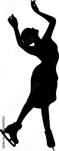 woman ice skating silhouette vector