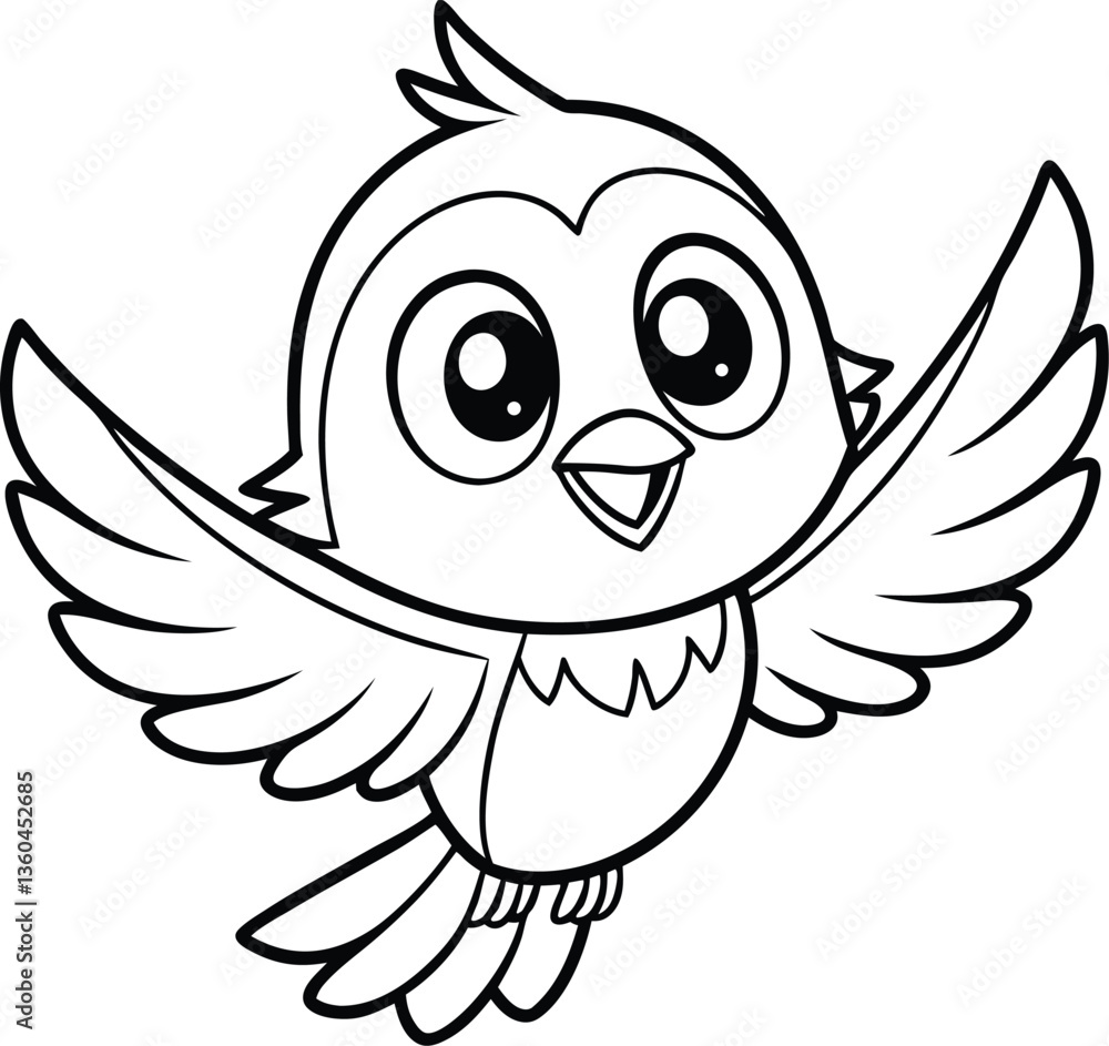 Fototapeta premium Cute Line Art Silhouette Bird Vector.