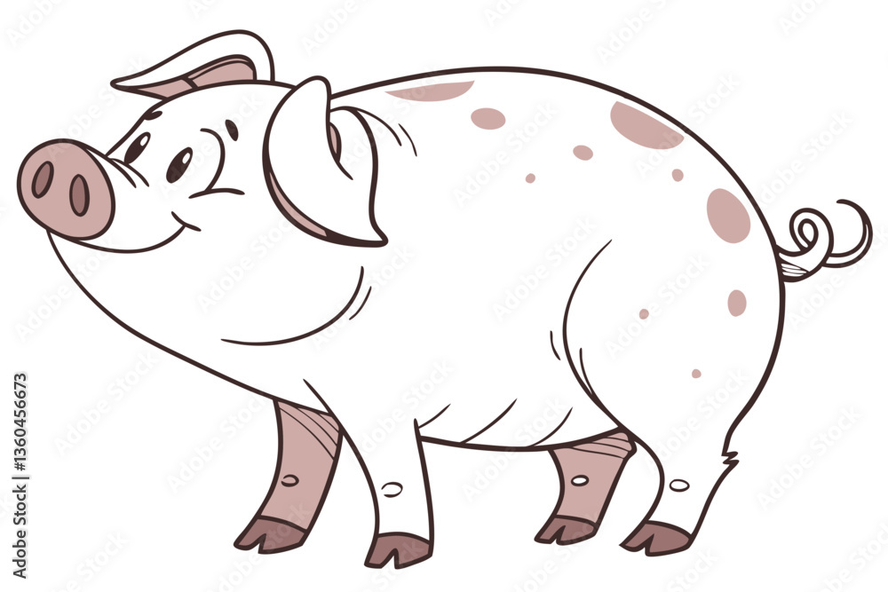 Domestic Pig Vector Illustration – Farm Animal Clipart Domestic Pig Vector Illustration – Farm Animal Clipart