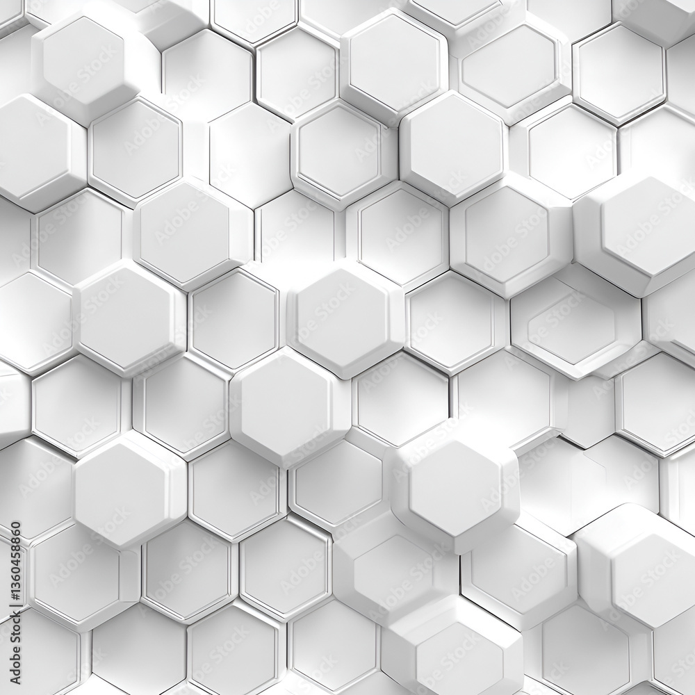 Naklejka premium Abstract White Hexagon Pattern 3D Render,