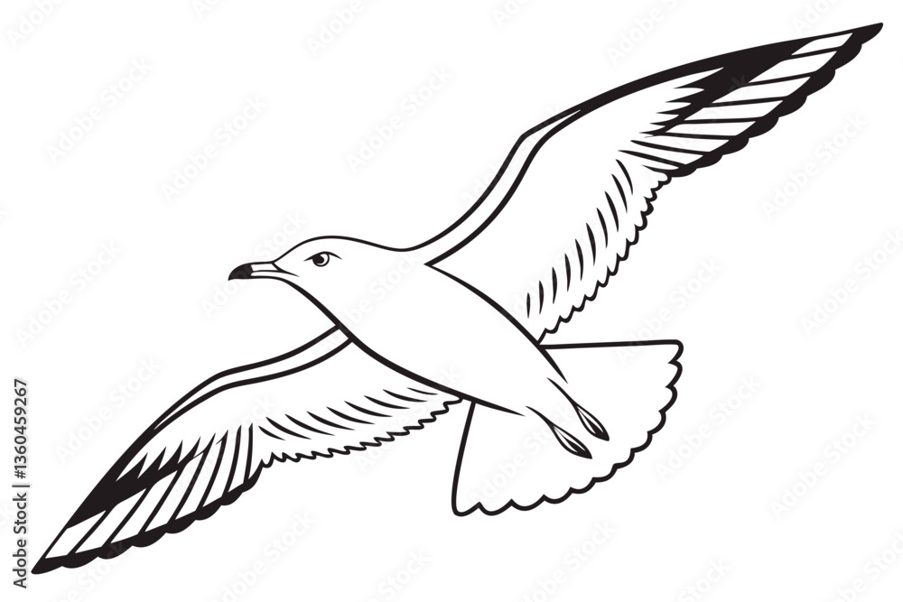 Flying Seagull Vector | Minimalist Bird Design Flying Seagull Vector | Minimalist Bird Design