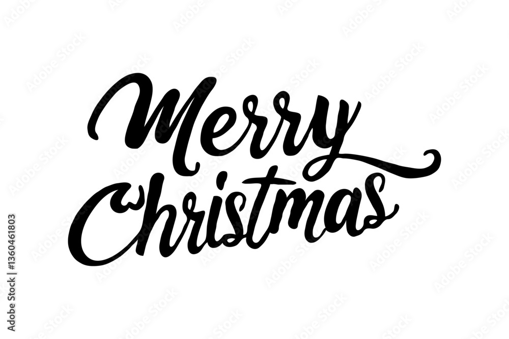 Merry Christmas text in calligraphy style on white background. Concept of holiday greeting Merry Christmas text in calligraphy style on white background. Concept of holiday greeting