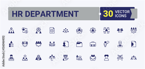 HR Department modern icon. Containing people, work, employment, man, teamwork and more. Human Resources linear icon collection. Icons for website. Vector line and solid icons. Pixel perfect.