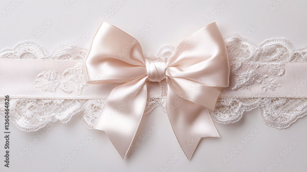 A delicate pink satin bow adorned with lace trim. The bow is tied elegantly, showcasing its smooth texture and intricate details. The soft color palette evokes a sense of femininity and romance. A delicate pink satin bow adorned with lace trim. The bow is tied elegantly, showcasing its smooth texture and intricate details. The soft color palette evokes a sense of femininity and romance.