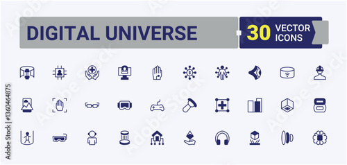 Digital Universe simple icon. Contain linear sign future, simulation, vr, tech, futuristic, reality, digital. Meta Verse related icon set. Minimalist icons pack, Vector line and solid icons.