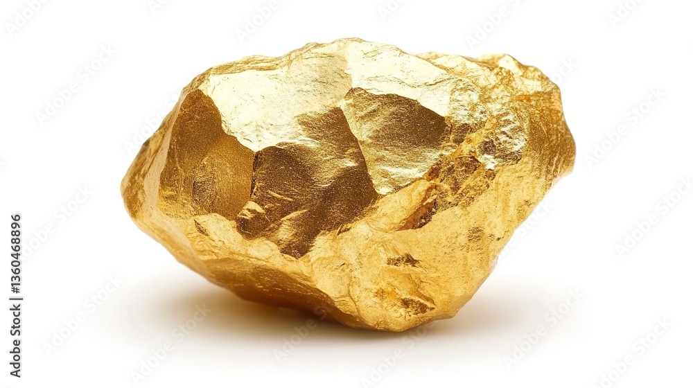 A shiny golden ore placed on a light - colored background, high - quality 3D render, metallic texture A shiny golden ore placed on a light - colored background, high - quality 3D render, metallic texture