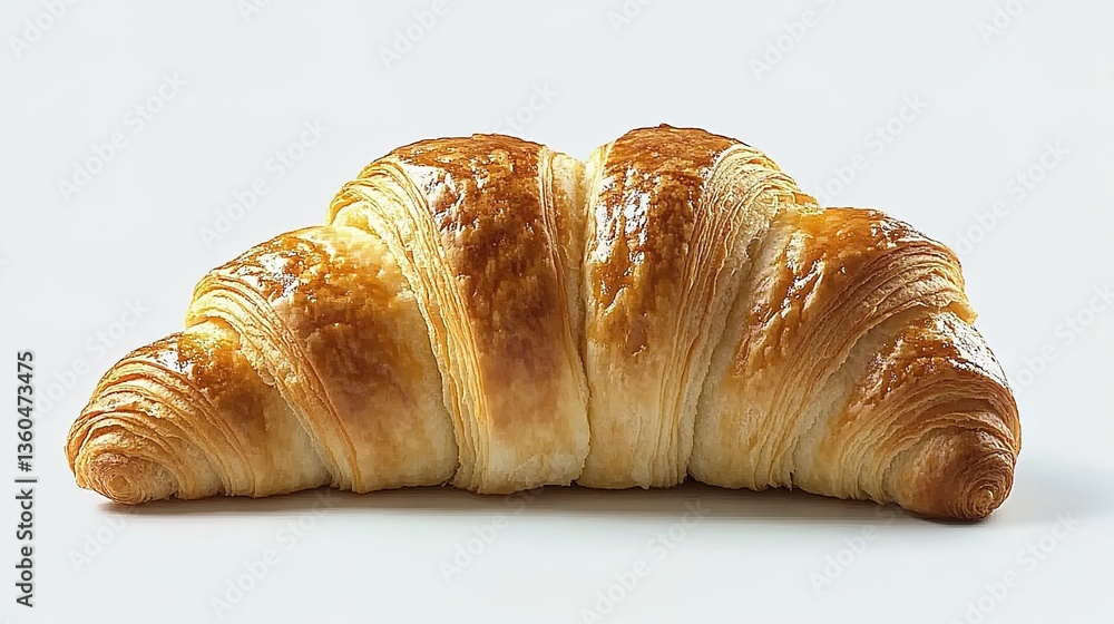 A golden - brown croissant against a pure white background, high - resolution, food photography, close - up A golden - brown croissant against a pure white background, high - resolution, food photography, close - up