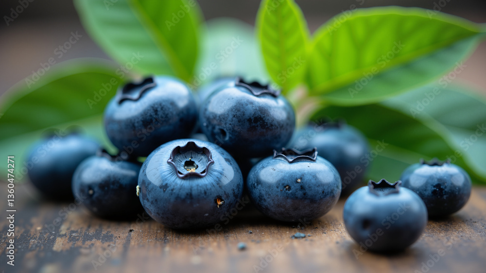 Blueberries on a background of leaves Blueberries on a background of leaves