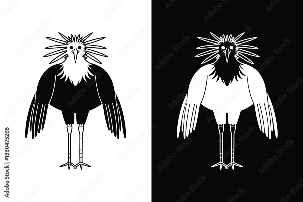 Obraz premium Secretary bird icon on White Background Vector Art Illustration on white background.