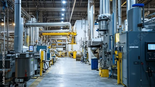 Industrial manufacturing plant producing nonwoven fabric