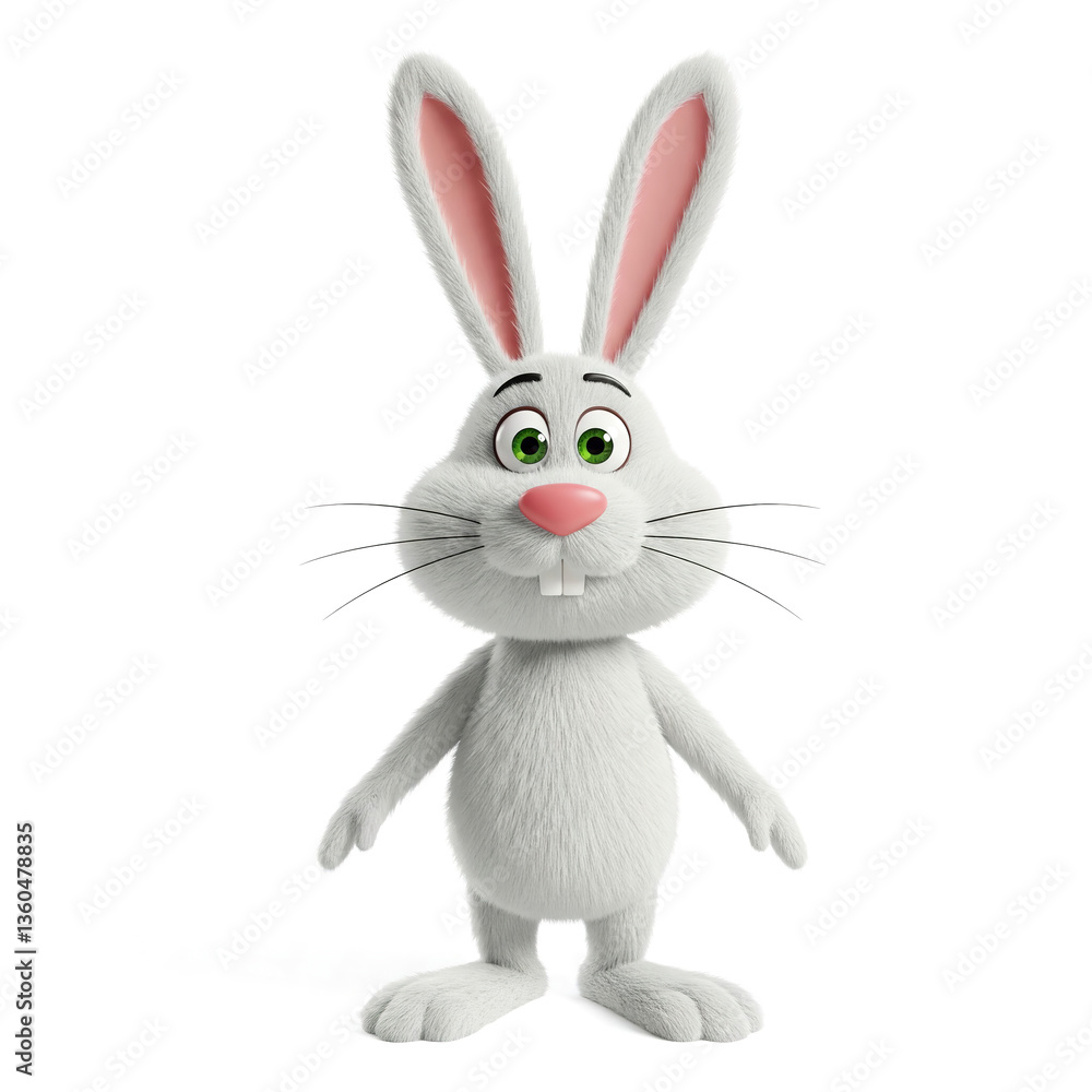 Obraz premium Cartoon rabbit on white background