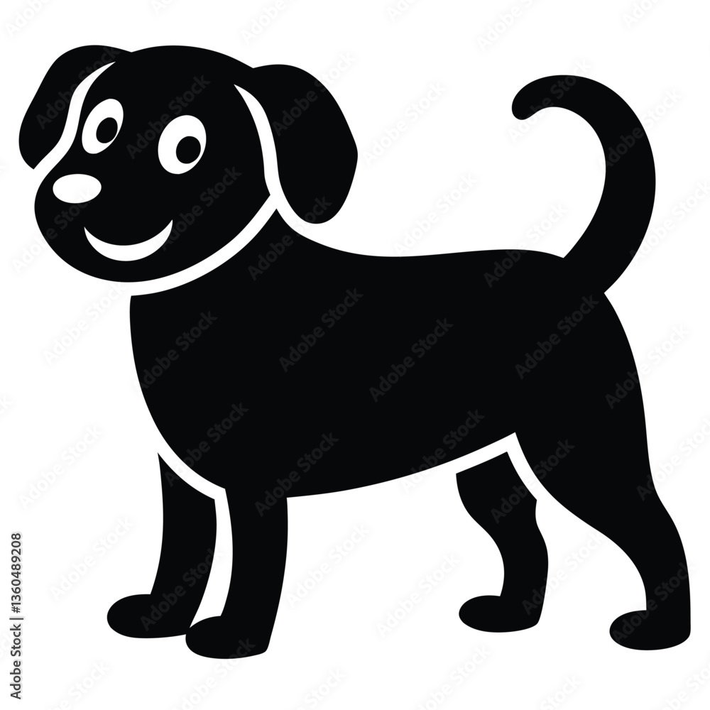 Fototapeta premium Dog Stand Up Silhouette Vector – Strong and Alert Canine Illustration, Standing Dog Silhouette – Black Vector Art, Alert Dog Icon – Guard Canine Illustration, Dog Outline Vector – Pet Silhouette 