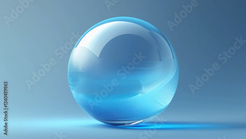 Background with blue glass ball, vector sphere.