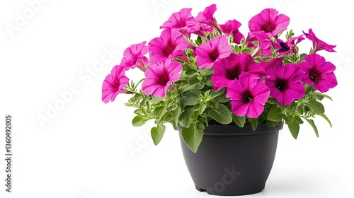 Wallpaper Mural A pot of blooming pink petunias in a terracotta flower pot, against a white background, bright colors, high - resolution, plant photography Torontodigital.ca