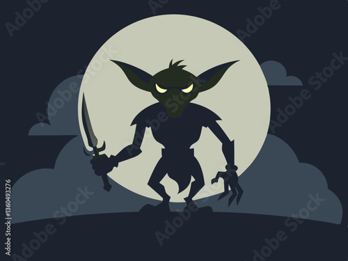 goblin silhouette on moon background  