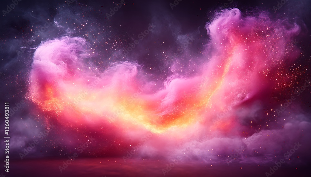 Naklejka premium Pink Orange Fire Smoke Wave.