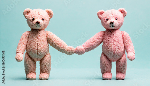 Wallpaper Mural Two happy teddy bears holding hands. Torontodigital.ca