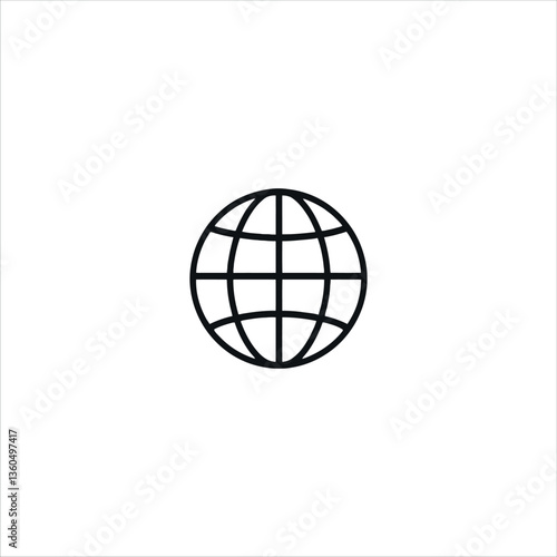 Vector logo globe, world icon, internet symbol, global network illustration, earth vector logo on white background, minimal worldwide design

