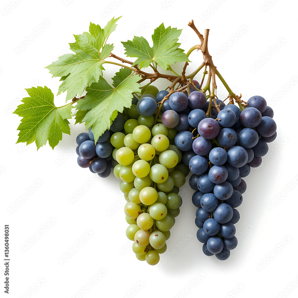 Obraz premium Close up, Fresh grape vine isolated on white background