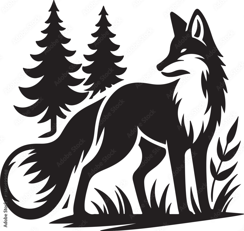 Obraz premium fox vector silhouette illustration.
