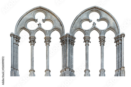Elements of architectural decoration of buildings with floral ornament. Old arch. Gothic style