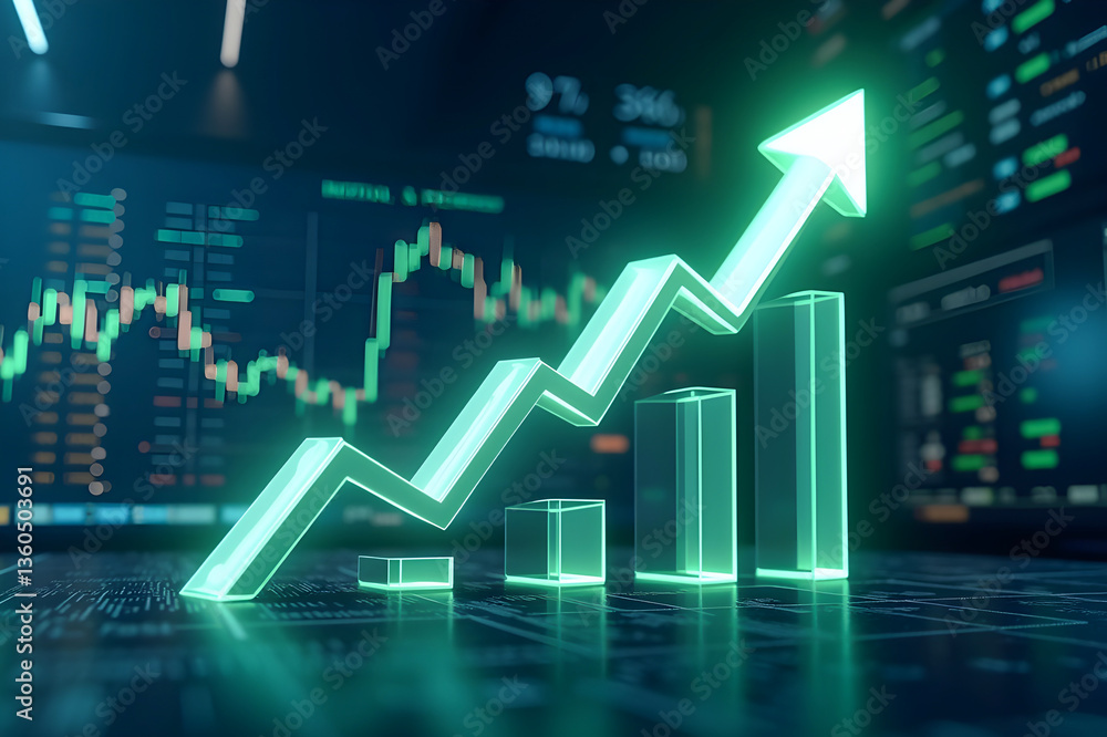 dynamic stock market graph with rising green arrow indicating growth dynamic stock market graph with rising green arrow indicating growth