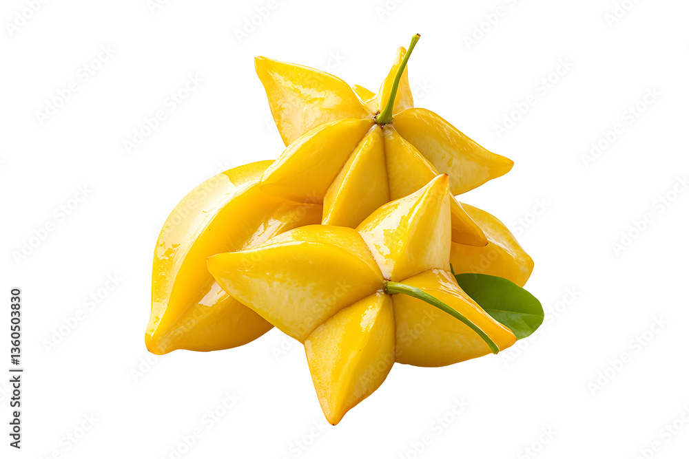 Fototapeta premium Fresh star fruit Isolated on White and Transparent Background PNG Image.