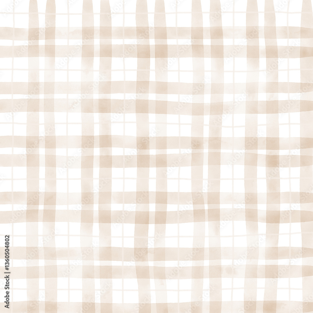 Beige Brown Plaid Gingham Hand Drawn Background Pattern Overlay Beige Brown Plaid Gingham Hand Drawn Background Pattern Overlay
