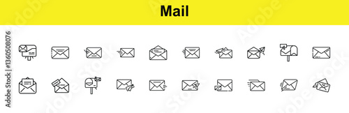 Mail Icons Envelopes, Postboxes, Sending, Receiving, Messages