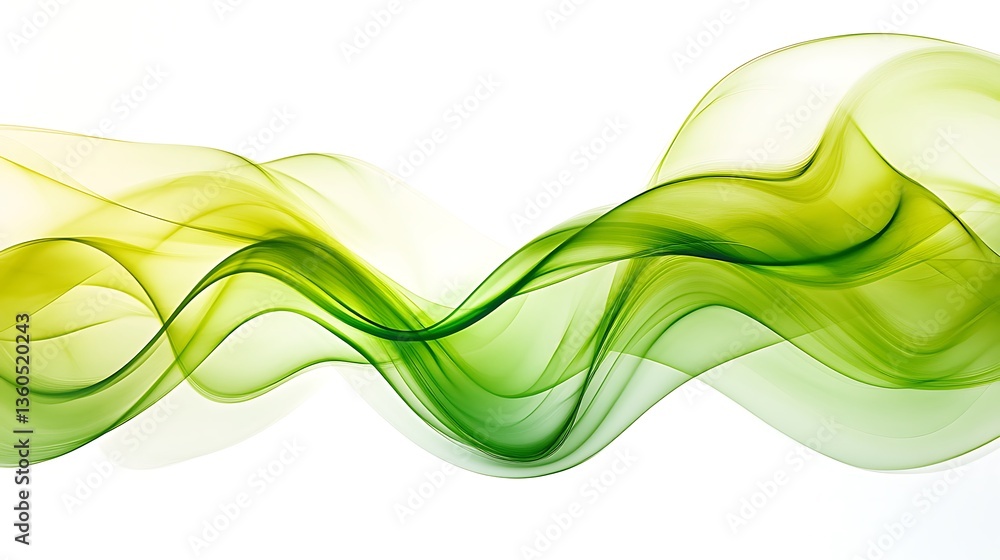 Green and yellow abstract wave design gracefully flows on white background Green and yellow abstract wave design gracefully flows on white background