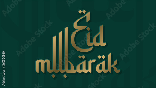 Eid Mubarak Calligraphy word art design, vector typeface. Arabic font style in English Font. Eid Greetings.
