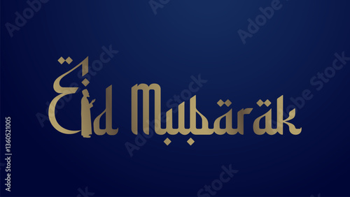 Eid Mubarak Calligraphy word art design, vector typeface. Arabic font style in English Font. Eid Greetings.
