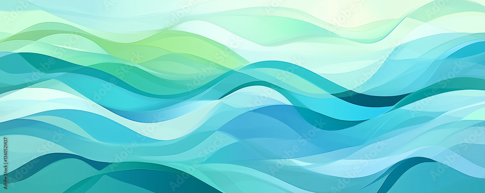 Vibrant abstract summer wave patterns conveying tranquility and fluidity Vibrant abstract summer wave patterns conveying tranquility and fluidity