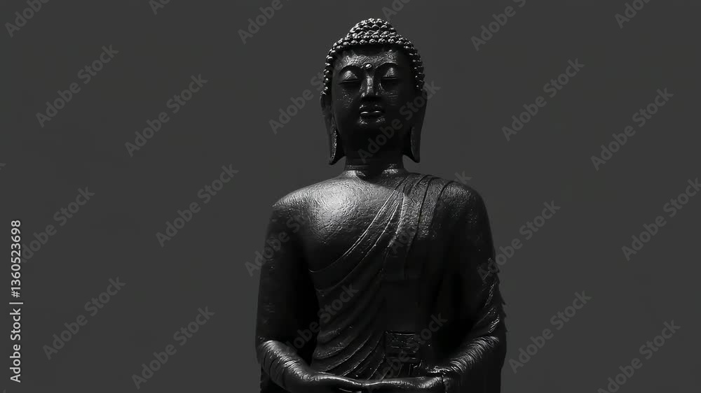 Black And White Buddha Statue In Meditative Silence Black And White Buddha Statue In Meditative Silence