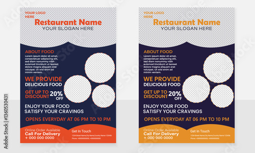 Classic restaurant flyer with rounded shape
