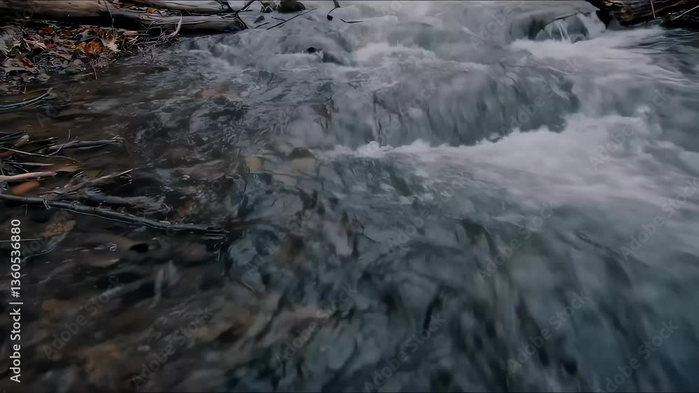 Crystal Clear Water Rushing Over Small Stones Crystal Clear Water Rushing Over Small Stones