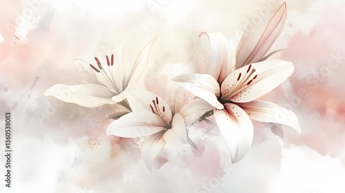 Beautiful spring lilies blooming in soft pastel colors creating a serene and tranquil atmosphere for floral enthusiasts