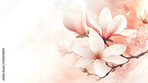 Magnolia blossoms bloom in spring, showcasing delicate petals and vibrant colors