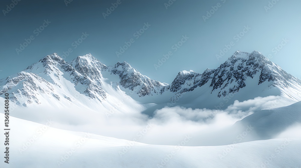 Obraz premium Snowy Mountain Range with Winter Landscape.