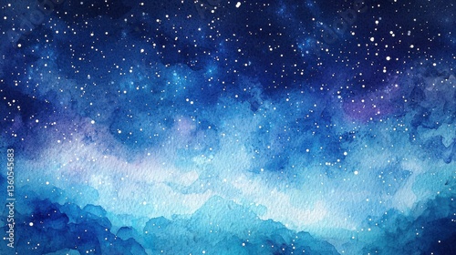 Dreamy watercolor depiction of a summer night sky filled with stars.